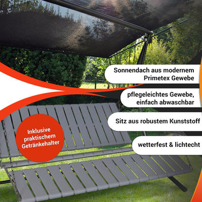 Tuinbalkon Strand zwembad 3-persoons hangmat met metalen lounge schommelstoel en kussen