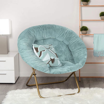 Camping Steel Legs Opvouwbare maan stoel voor volwassenen en kinderen Faux Fur slaapkamer schotel stoel