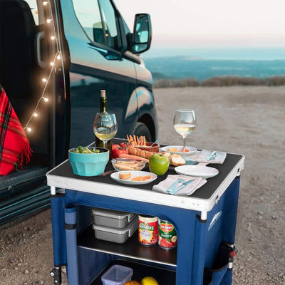 Algemeen Buitenmeubelen Camping Opvouwbare keukentafel met opslagkas