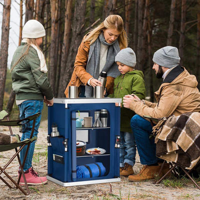 Algemeen Buitenmeubelen Camping Opvouwbare keukentafel met opslagkas