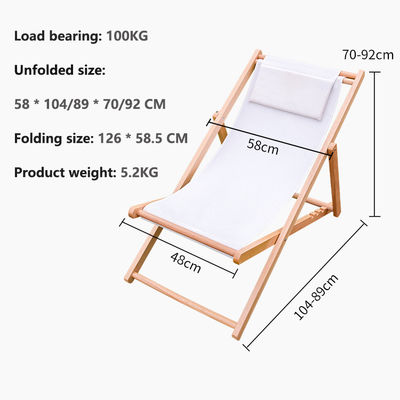 Volledige houten opvouwbare loungestoel voor buiten tuin strand en camping opvouwbaar ontwerp