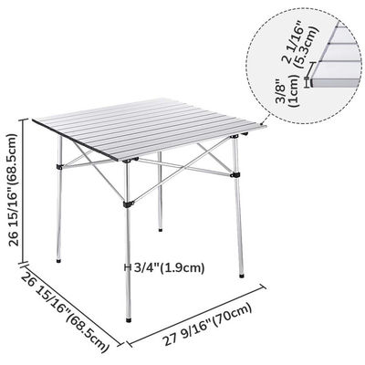 Borduurwerk of afdruk van logo lichtgewicht aluminium roll-up tafel voor strand picknick camping