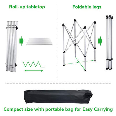 Borduurwerk of afdruk van logo lichtgewicht aluminium roll-up tafel voor strand picknick camping