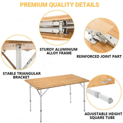 120 x 70 cm tafeltop tuin terras bamboe aluminium opvouwbare tafel voor picknicken camping dineren