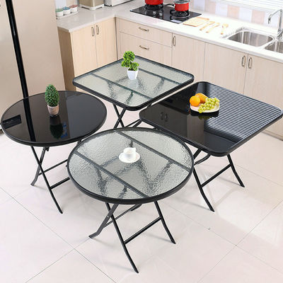 Metalen gehard glas vouwbare koffie eettafel voor buiten camping balkon tuin patio