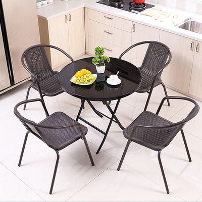 Metalen gehard glas vouwbare koffie eettafel voor buiten camping balkon tuin patio