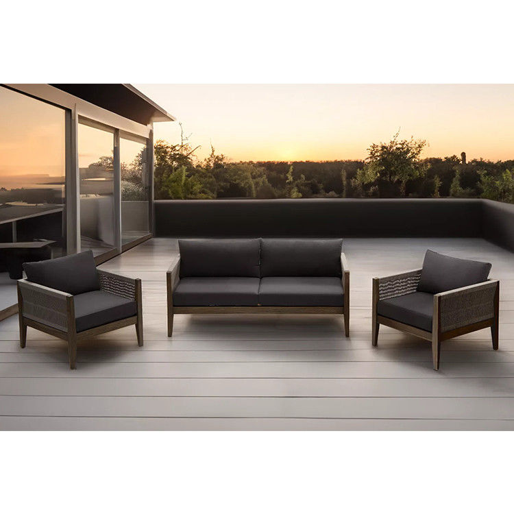 Tuin Set AJUNION Luxe Teak Hout Outdoor Meubels Lounge Set Moderne polyester touw Patio Set