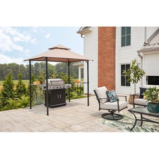 Outdoor Patio Grill Gazebo Tent AJUNION 5x8 Double Tiered BBQ Canopy met staal frame