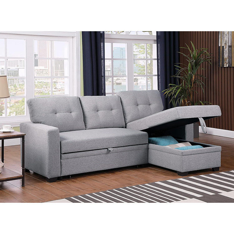 Postverpakking Alle weersomstandigheden Stof L-vorm sectioneel sofa Bed Lounge Set met kussens