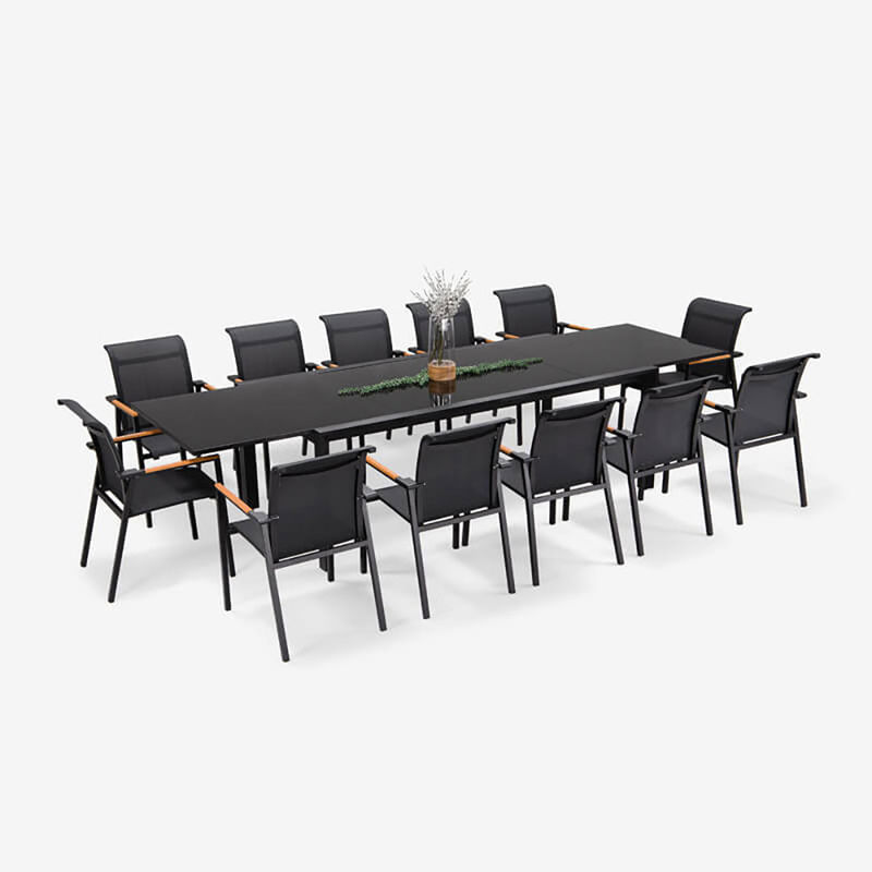 Uitbreidbare patio set L 336,5 x W 107,5 x H 75cm AJUNION Outdoor Aluminium Eettafel