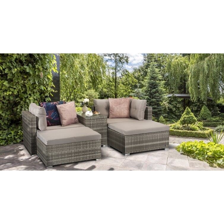 Outdoor Lounge Set met metalen frame AJUNION Rattan Tuinmeubilair W52 x D56 x H87cm