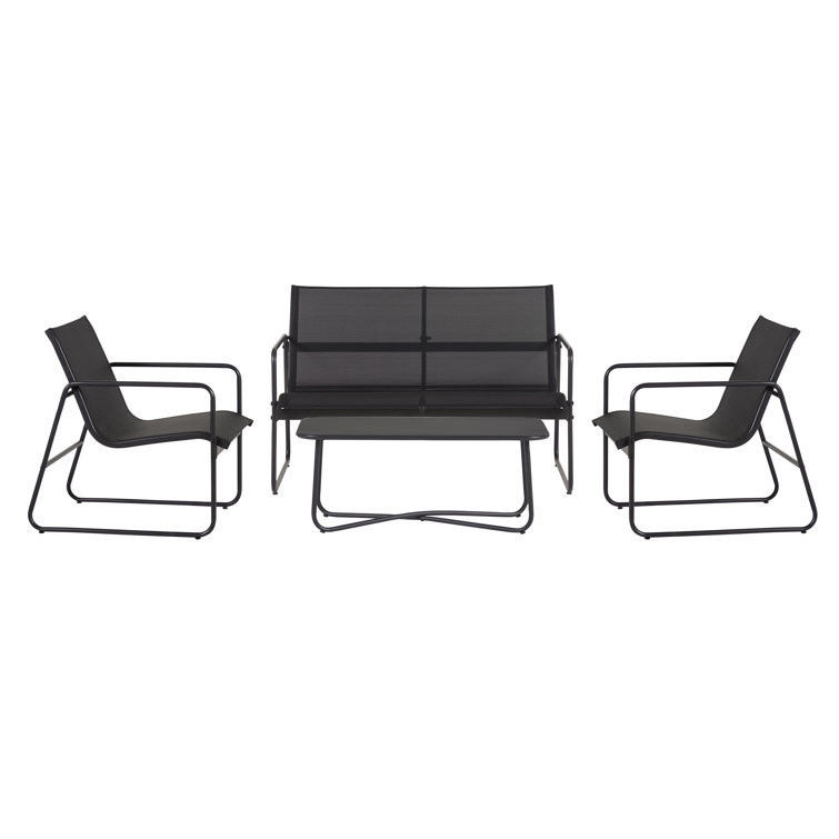 Metalen meubels patio set voor achtertuin tuin AJUNION 4 zitplaatsen conversatie lounge set