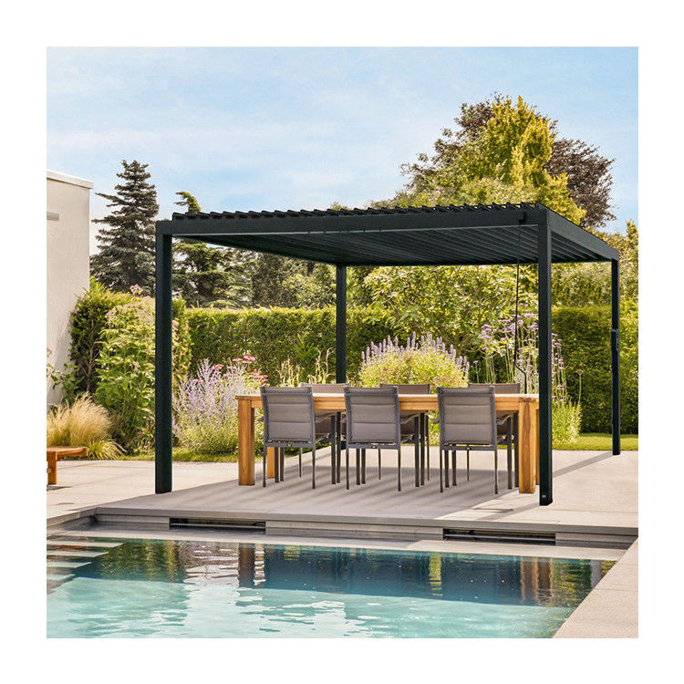 Staalframe AJUNION 16X10 Metalen pergola voor tuin met dakluizer Buiten Bioclimatisch