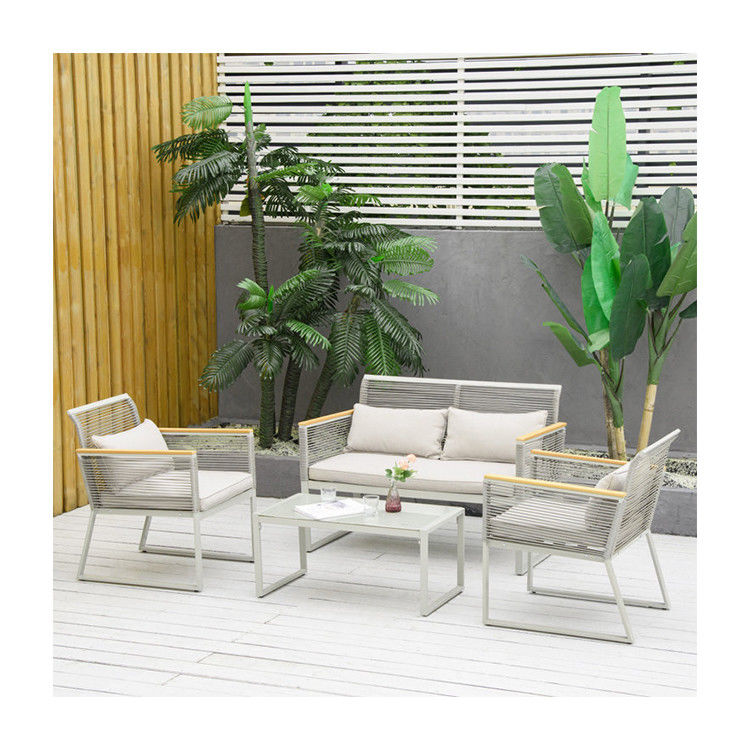 AJUNION Tuin Set met handgeweven PE Rattan en Aluminium Frame W59.5 x D68.5 x H79cm