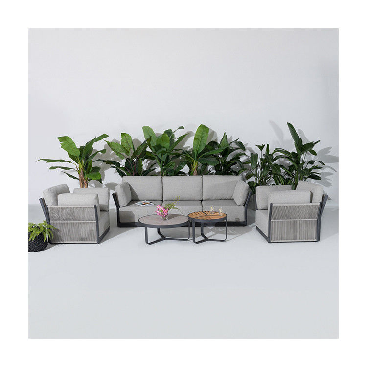 Commerciële villa buitenbank met aluminium frame en salontafel Dia80 x H33cm