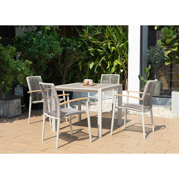 Geniet van een frisse maaltijd met AJUNION Luxe Aluminium Tuin Set en touw weven fauteuil