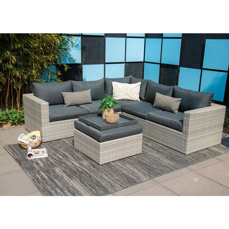 AJUNION Outdoor L-vormige hoekbank van rotan Terrasse meubels W155 x D85.5 x H65cm