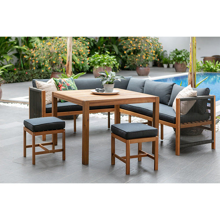 Outdoor dining set met solide houten hoekbank en 3 zitplaatsen bank voor ontspannen maaltijden