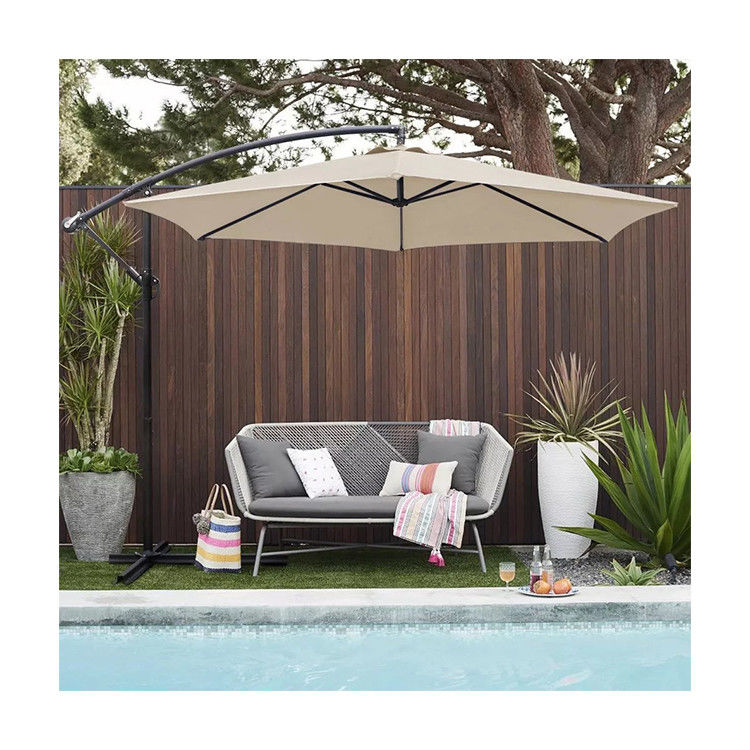 Patio paraplu 10ft staal frame waterdicht zonnescherm parasol voor buiten hangende offset