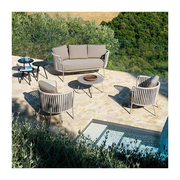 Villa Outdoor Sofa Set met staal frame en handgemaakte touw AJUNION Luxe tuin set