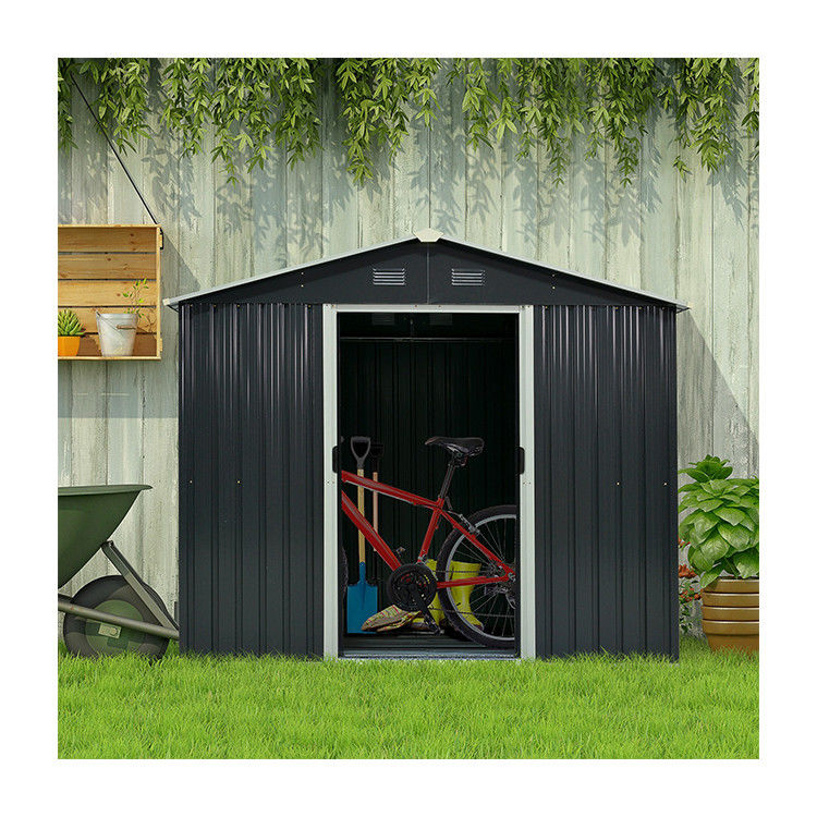 Kleuren staal plaat gegalvaniseerd staal buitentuin met dak metalen opslag schuur AJUNION 8x6ft