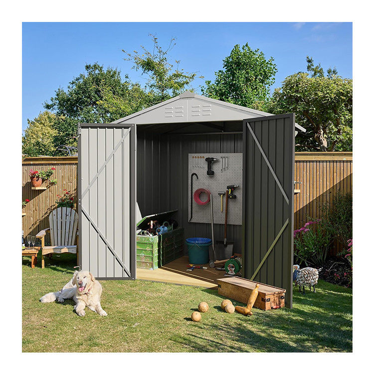 Poederbedekte AJUNION Metalen tuin schuur met dubbele sluitbare deur 50"D x 78.3"W x 74.2"H