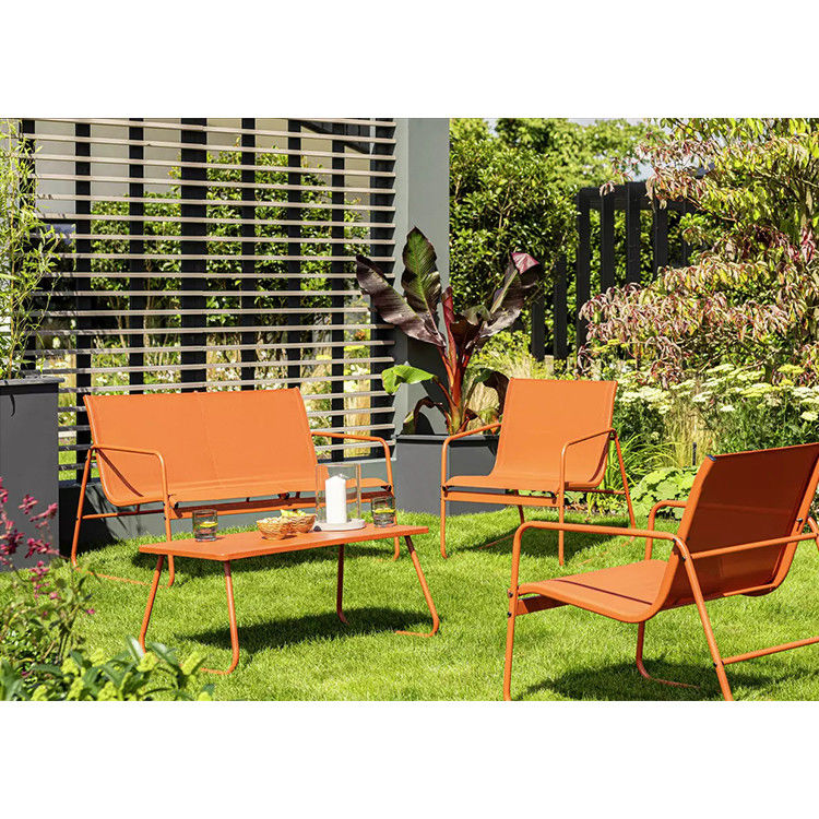 Buitenmeubilair AJUNION Kleurrijke Macaron Metalen Terras Set met 4 zitstoelen