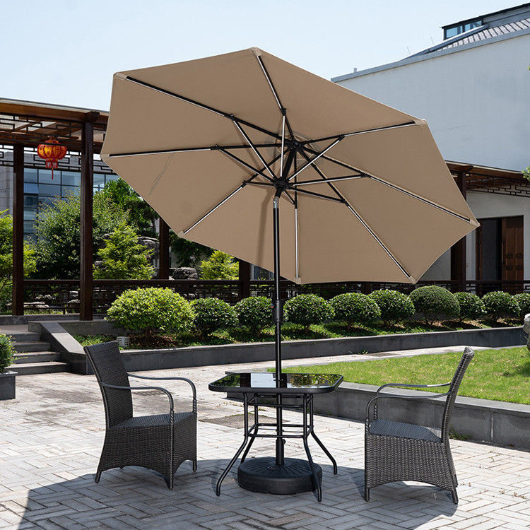 Buitencafé Patio Beach Parasol met zonne-LED-lampen en aluminium middelste paal