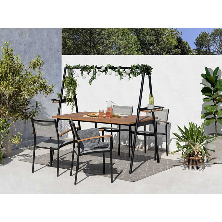 Metalen tuin set AJUNION Modern Design 4 zitplaatsen Outdoor dining set voor patio meubels