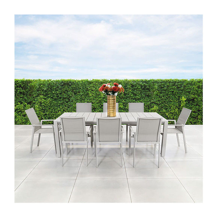 8 personen restaurant eettafel en stoel met aluminium metalen frame in modern ontwerp