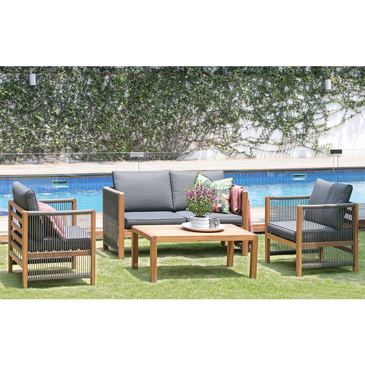 Buitenmeubelsets met houten stoelen en PE-rotanweefsel W71 x D66 x H64cm