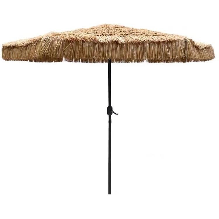 Buiten tuin strand patio zware stro Romeinse parasol met aluminium zonneparaplu
