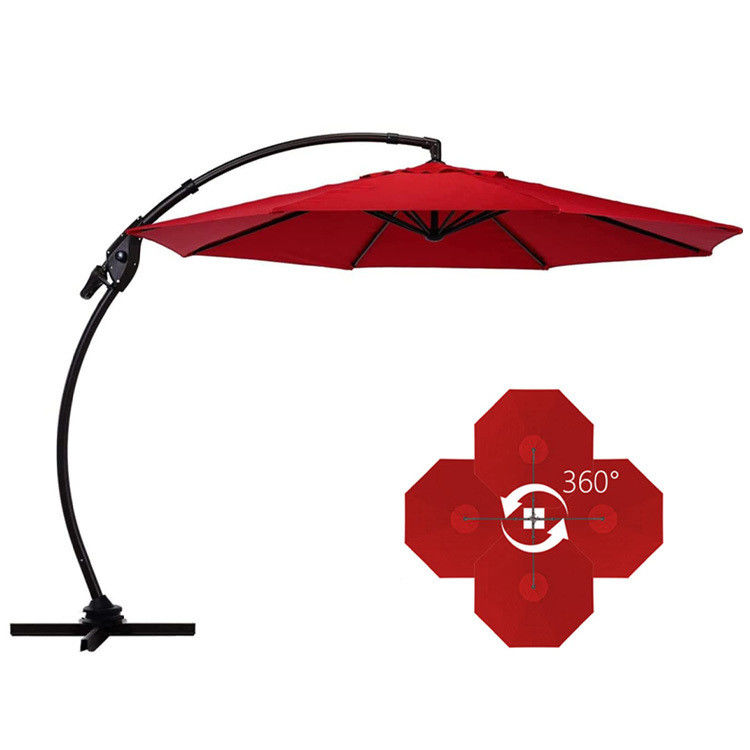 Buiten terras Tuin Aluminium Curvy Cantilever S-vorm Bananen paraplu Parasol met basis
