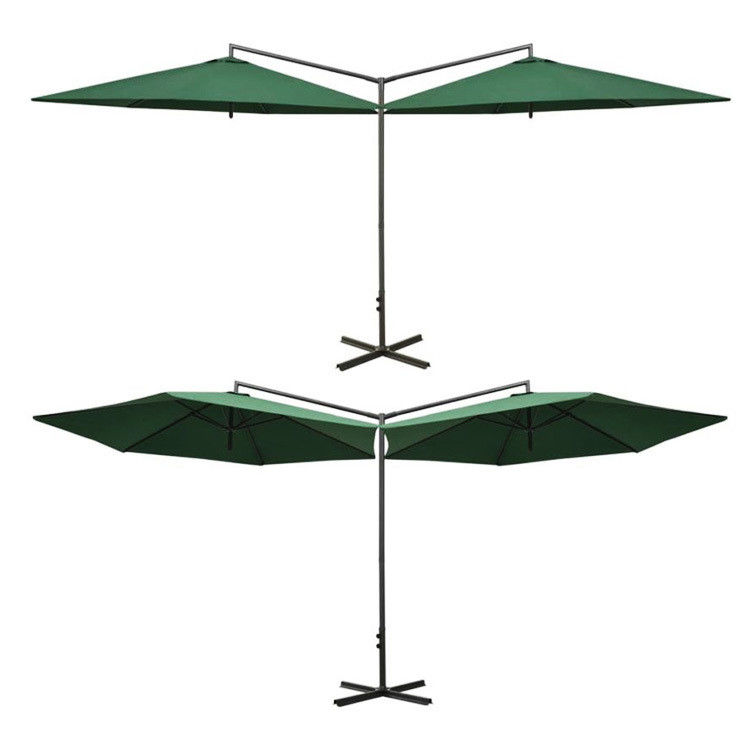 Metalen stoffen Buitenrestaurant Hotel Patio Cafe Tuin Waterdicht Hangend Banana Dubbele Parasol Zonnescherm
