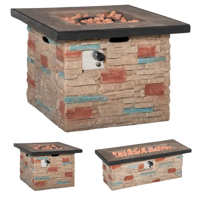 Buitentuin Terrasse Tuin Camping Propane Gas Vuurput Tafel met valse rand steen