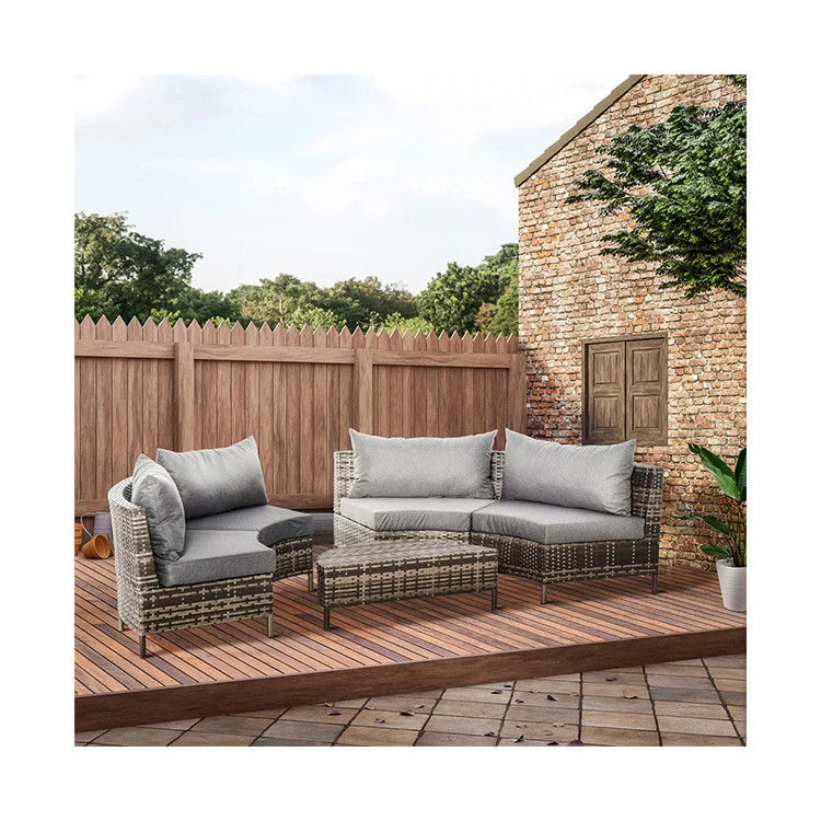 Staalbuisframe 5 stukken Outdoor Patio Meubels Set met PE Rattan stoelen en Ottomans