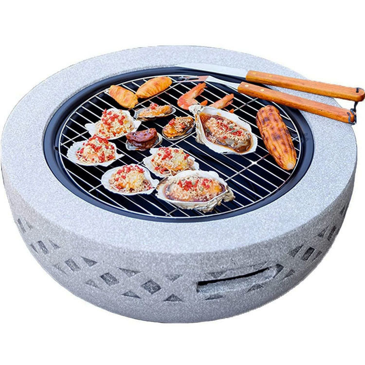 3 in 1 ronde houtkachel houtskool barbecue-grilltafel voor metalen achtertuin