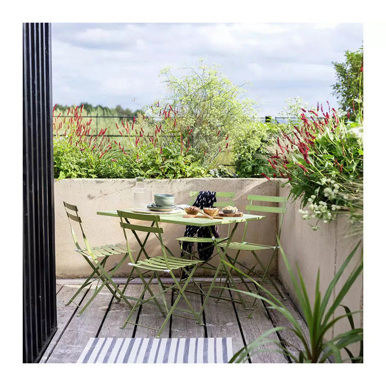AJUNION 4 zitplaatsen vouwbare metalen patio set staal tuin set vouwbare tafel en stoel outdoor bistro set