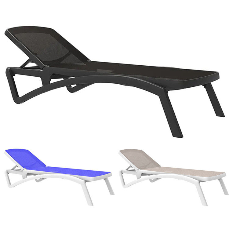Buitentuin Plastic Teslin Stackable Chaise Zonnebank Stoel voor Hotel Beach Patio