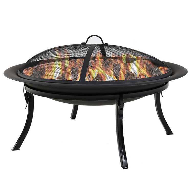 Buitenplaats Tuin Vuur Camping Ronde metaal Vuur Pit Bowl met Poker in Black