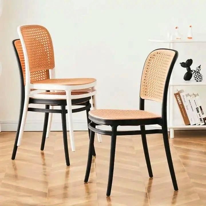 Nordic Stapelbare PP Plastic Rattan Eetstoel voor Outdoor Garden Cafe Restaurant