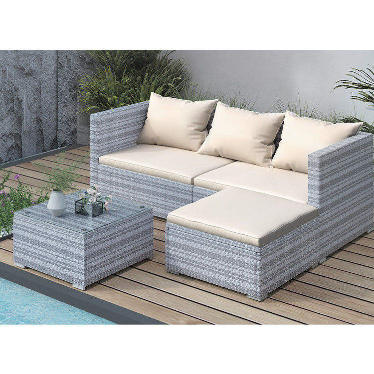 AJUNION Wicker Rattan tuinbank Outdoor Lounge Set 4 stukken met Y Mail Packing