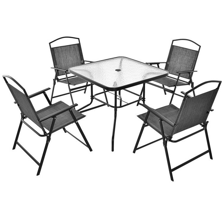 Postverpakking Vierkante Eettafel en Teslin Stoel Set voor Outdoor Garden Cafe Restaurant