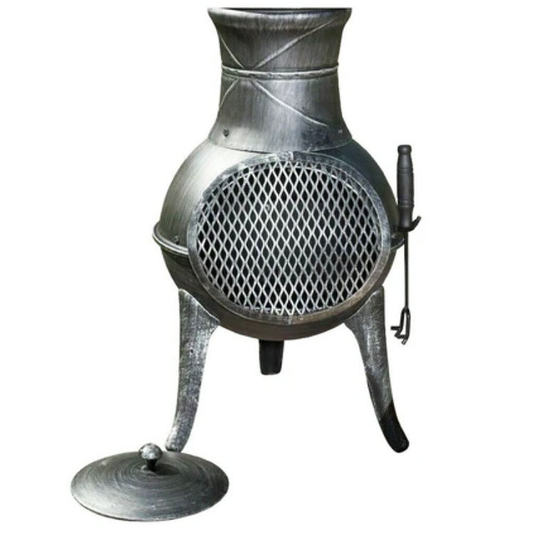 Metal Outdoor Patio Backyard Garden Camping Heavy Duty Steel Wood Burning Firepit Houtskool Fire Pit Fireplace Chimenea met Rain Cap