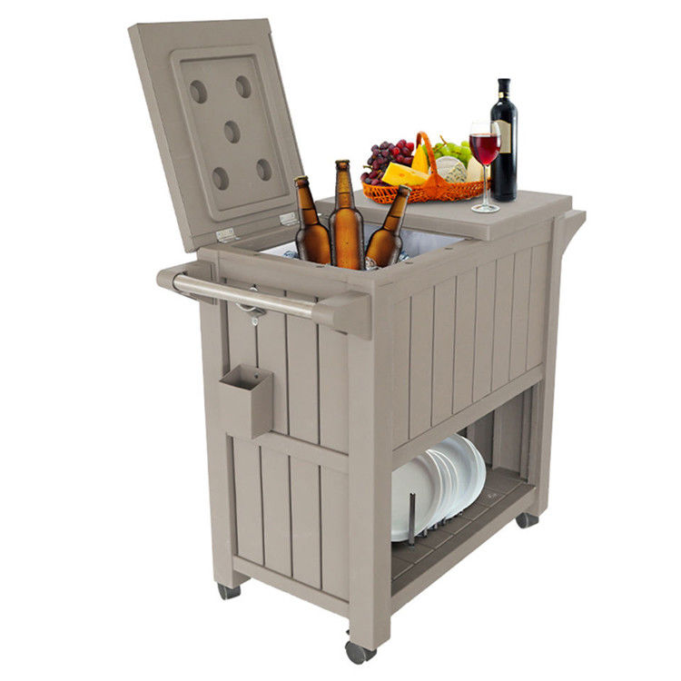 Traditioneel ontwerp 3-in-1 Draagbare outdoor ijskoeler trolley kar met vier wielen