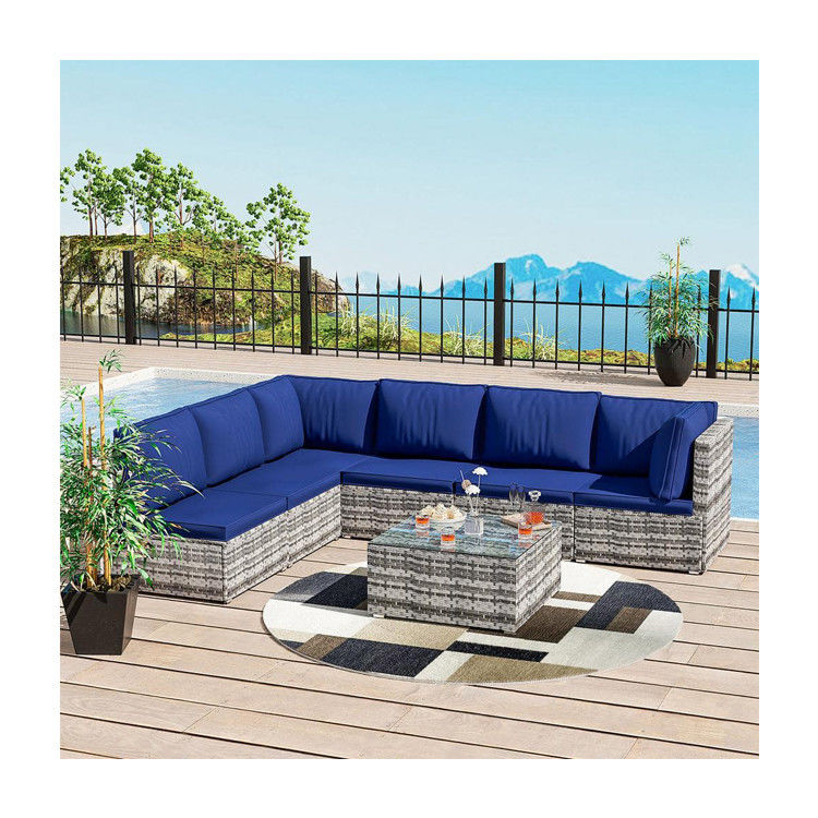 Modern Design PE Rattan Outdoor Meubels Set voor Tuin Wicker Weave Sectionele Sofa Set