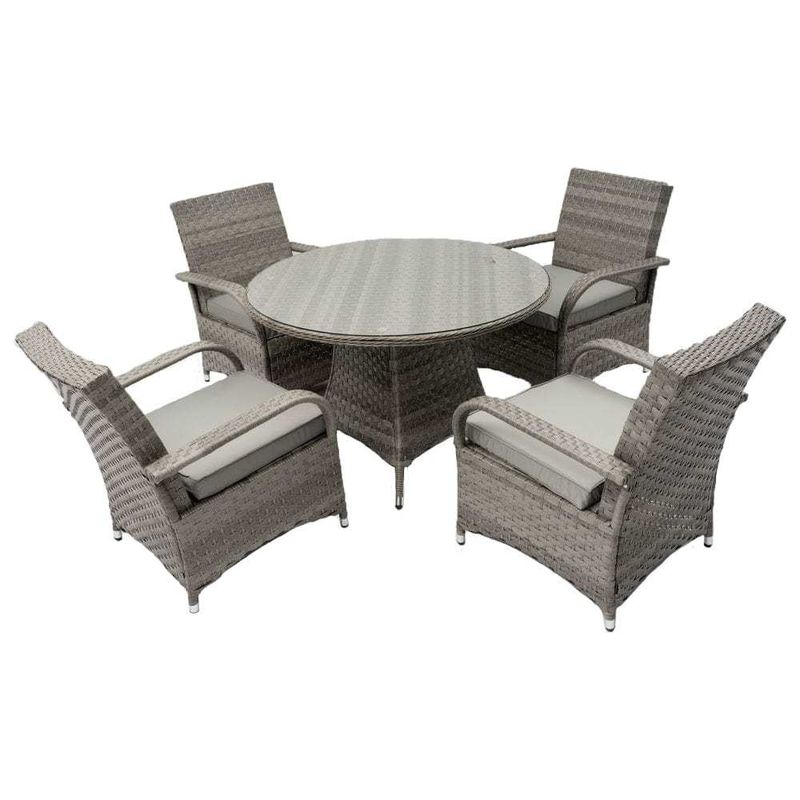 Ronde tafel Outdoor Eetkamermeubilair Wicker Rattan Tuin Set voor 4 personen door AJUNION