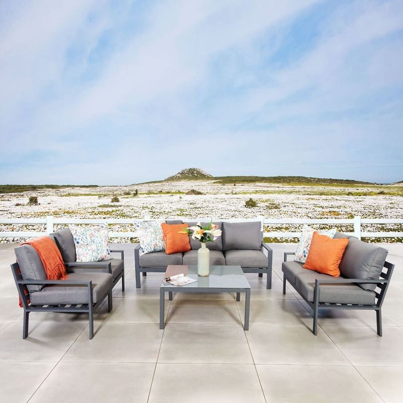 AJUNION 5 Piece Aluminium Outdoor Meubels Set Tuinbank Patio Zitkamer Set