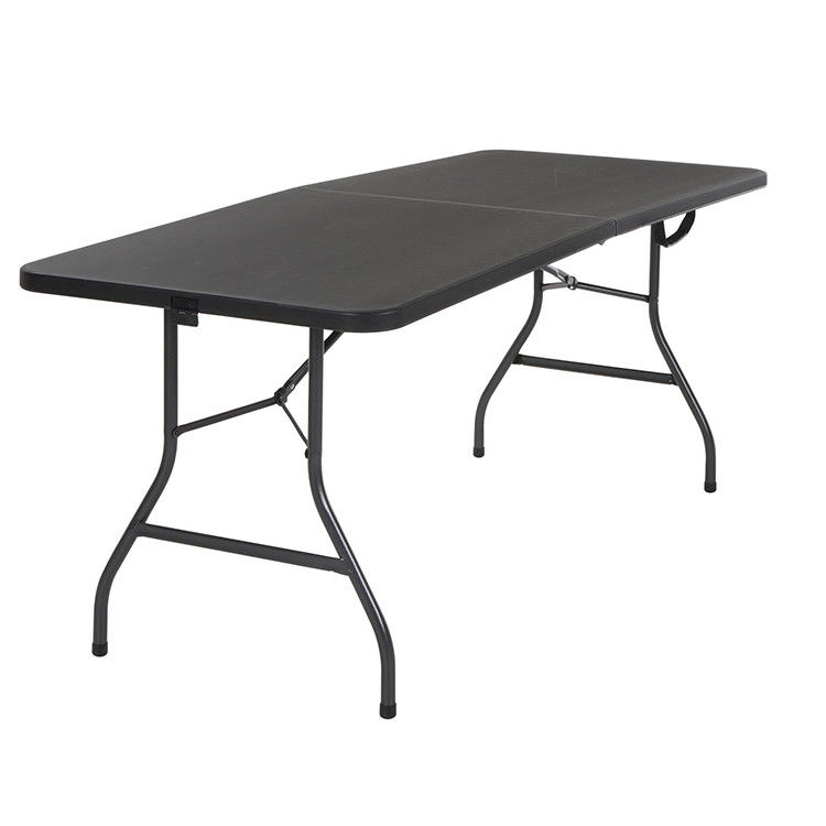 Plastic vouwtafel zwart 6ft gegoten voor binnen buiten banket picknick ijzeren frame