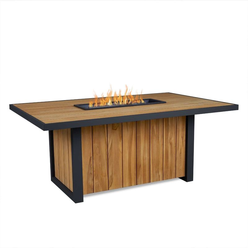 Buitenkamertafel met teakhouten aluminiumframe